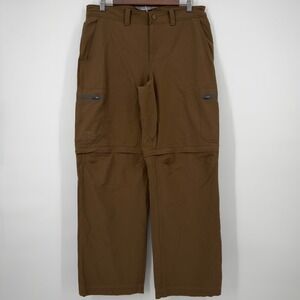 LL Bean Mens 34x32 * Convertible Cargo Pants Zip Off Legs Hiking Outdoor Brown